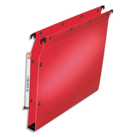 OBLIQUE AZ Paquet de 10 dossiers suspendus ARMOIRE en polypro opaque 5/10e.Fond 30, bouton-pression.Rouge photo du produit