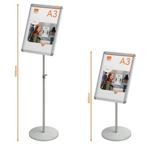NOBO Présentoir sur pied pour porte-affiche clipsable, aluminium, A3 photo du produit Secondaire 1 L