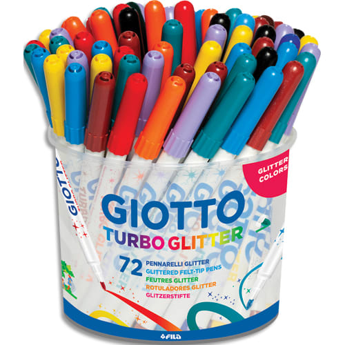 GIOTTO Boîte de 72 feutres de coloriage pailletés assortis, pointe moyenne photo du produit Principale L