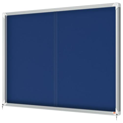 NOBO Vitrine d'affichage porte coulissante Premium Plus - feutre bleu - 18 x A4 - 1915334 photo du produit