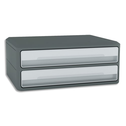 CEP Module MoovUp 2 tiroirs. Dim. (lxhxp) : 37 x 14,6 x 27,5 cm. Caisson Gris Foncé et tiroirs Gris Clair photo du produit Principale L