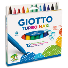 GIOTTO Etui 12 feutres TURBO MAXI. Pointe large. Coloris assortis photo du produit