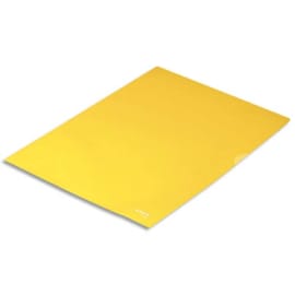 100 pochettes coins A4 jaune plastique lisse