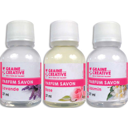 GRAINE CREATIVE Lot de 3 parfums pour savons de 27 ml - Parfums jasmin, rose et lavande photo du produit Principale L