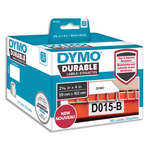 DYMO Rouleau de 300 étiquettes LabelWriter Durable 59x102mm Noir/Blanc 2112290 photo du produit Principale L