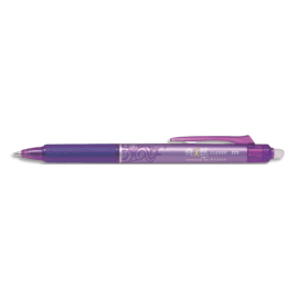 PILOT Roller FriXion Clicker pointe fine rétractable 0,5 mm. Encre thermosensible effaçable Violet photo du produit