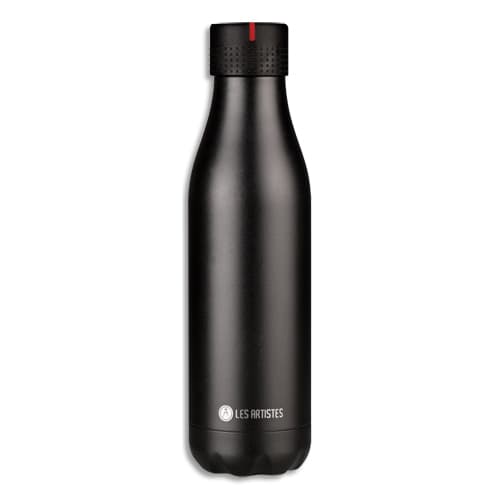 LES ARTISTES PARIS Bouteille isotherme 500ml acier inox conserve frais/24H-Chaud/10h. Coloris Noir photo du produit Principale L