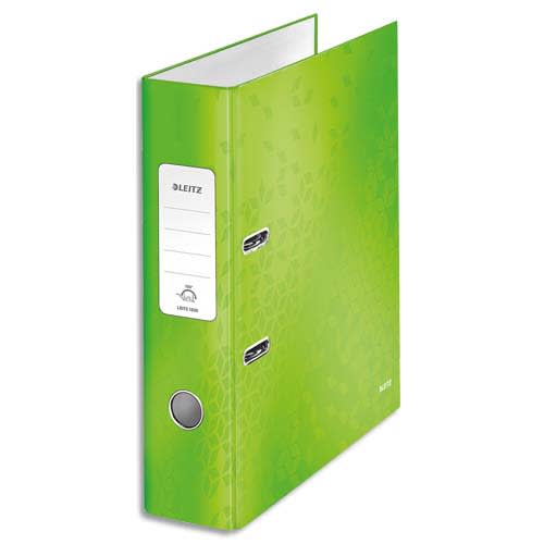 LEITZ Classeur à levier WOW 180°, A4, 8 cm, carton pelliculé, coloris Vert photo du produit