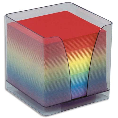 QUO VADIS Boîtier plexi fumé + recharge bloc couleur 590 feuilles 80g 9x9x7.5 cm photo du produit Principale L