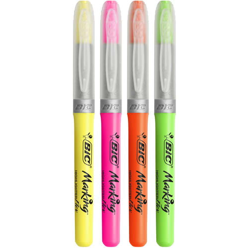 BIC Highlighter Flex Surligneurs à Pointe Souple et Flexible - Couleurs Fluo Assorties, Etui Carton de 4 photo du produit Secondaire 1 L