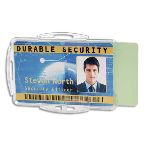 DURABLE Boîte 10 Porte-badges fermé pour 2 cartes format portrait ou paysage - L85 x H54 mm - Transparent photo du produit Principale L