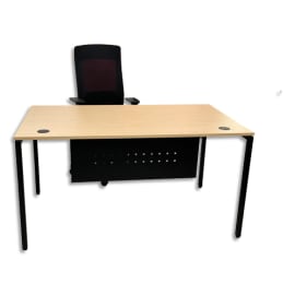 Bureau droit 4 pieds PRIMA 180 x 80 cm. Hauteur 73cm. Plateau mélaminé 19mm Chêne et piètement noir photo du produit