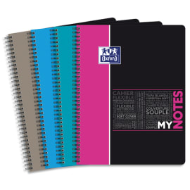 OXFORD Cahier MyNotes spirale 160 pages 90g couverture polypropylène 5x5 format A4+. Coloris assortis photo du produit