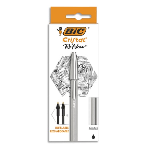 Cristal Re'New Recharges pour Stylo-Bille Pointe Moyenne (1,0 mm