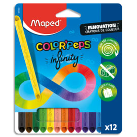 MAPED Pochette de 12 crayons de couleur INFINITY - Inovant - Triangulaire - Set de 12 couleurs assorties photo du produit