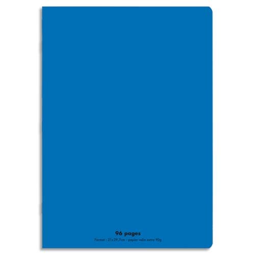 CONQUERANT C9 Cahier piqûre 21x29,7cm 96 pages 90g grands carreaux Seyès. Couverture polypropylène Bleu photo du produit Principale L