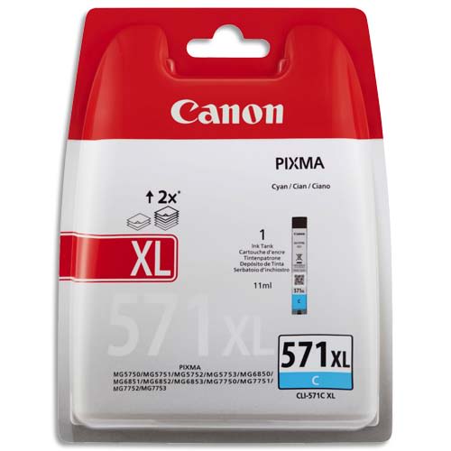 CANON Cartouche Jet d'encre CLI-571XL Cyan 0332C001AA photo du produit Principale L