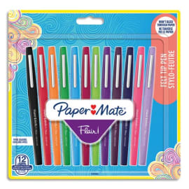 PAPERMATE Pochette de 12 Stylos feutres Flair Original Standard, pointe 0,7mm photo du produit