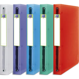 OXFORD Classeur 2nd Life 4 anneaux en polypropyl&egrave;ne 8/10. Dos 4cm, format A4+. Coloris assortis photo du produit