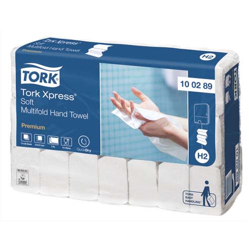 TORK Colis de 21 paquets d'Essuie-mains Premium XPress+ 2 plis en Z 150 formats : 21 x 25,5 cm Blanc photo du produit Principale L