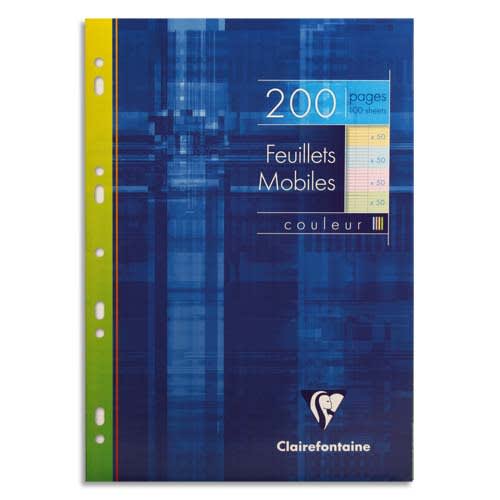 CLAIREFONTAINE Etui 200 copies simples format A4 grands carreaux Seyès ass:50Rose,50Bleu,50vert,50Jaune. photo du produit Principale L