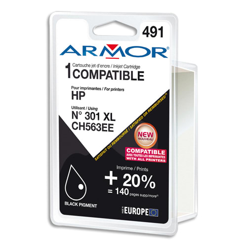 ARMOR Cartouche compatible Jet d'encre Noir HP 301XL B20415R1 photo du produit Principale L