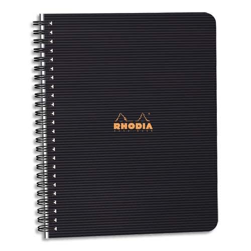 RHODIA Cahier spirale couverture Noire PP 16x21cm 160 pages 5x5 perforées 4 trous photo du produit Principale L