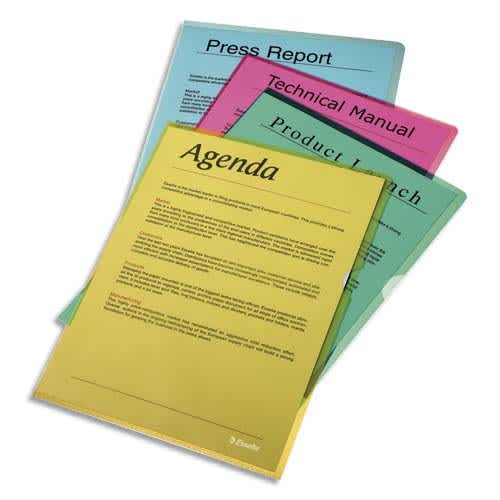 ESSELTE Bo&icirc;te de 100 pochettes-coin - Format A4 - polypropyl&egrave;ne grain&eacute; 11/100e 30% recycl&eacute; - Transparent photo du produit Secondaire 1 L