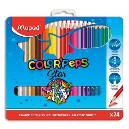 MAPED Boîte métallique de 24 crayons de couleur assortis photo du produit Principale L