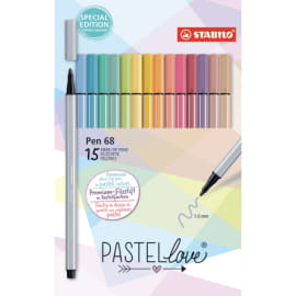 STABILO Etui de 15 feutres de dessin Point 68 Pastellove. Tracé 1 mm. Coloris assortis photo du produit