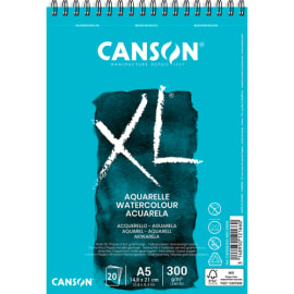 CANSON Album spiralé 20 feuilles XL AQUARELLE, A5, 300G, grain fin Blanc photo du produit