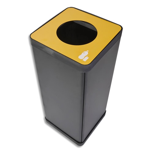 ALBA Poubelle de tri sélectif 50L en acier et ABS Jaune, pour déchets  plastique - Dim. L31 x H73 x P31 cm