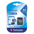 VERBATIM Carte MicroSDHC 64Go+adaptateur Class 10/U1 44084 photo du produit