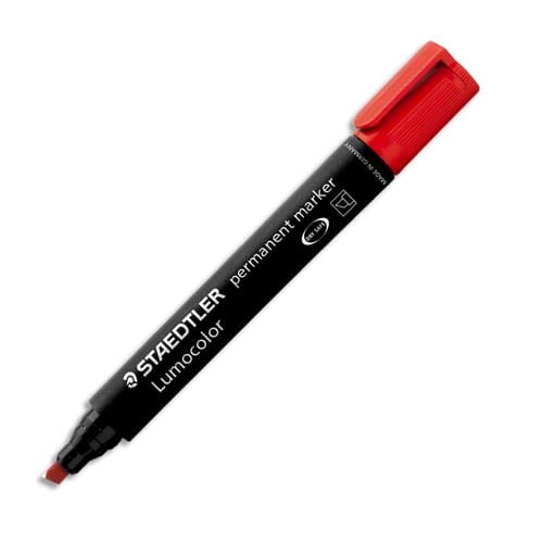 STAEDTLER Marqueur permanent pointe biseau corps plastique encre Rouge à base d'alcool ne sèche pas 350 photo du produit Principale L