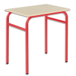 SODEMATUB Lot de 4 tables scolaire MONOPLACE, hêtre, plateau 70 x 50 cm, hauteur 76 cm, taille 6, rouge photo du produit