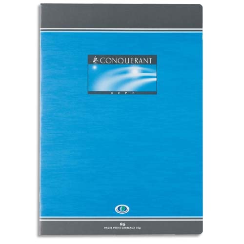 CONQUERANT C7 Cahier reliure 17x22 cm piqûre 48 pages 70g grands carreaux Seyès. Couverture carte photo du produit Principale L