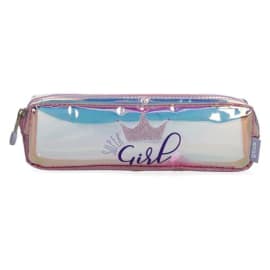 ENSO SUPER GIRL Trousse simple 22x7x3cm. En TPU et PVC. Coloris rose irisé. photo du produit