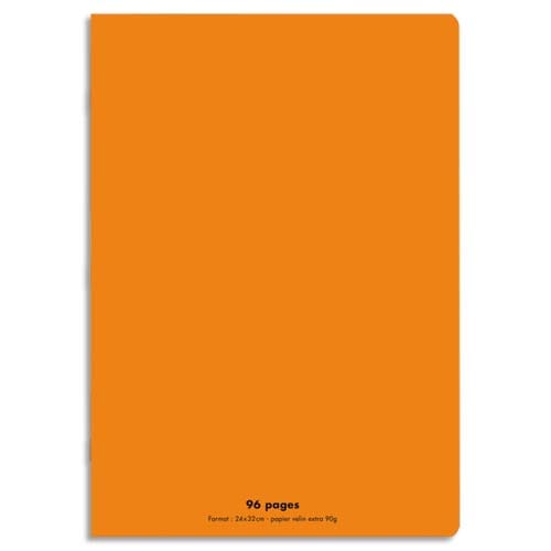 CONQUERANT C9 Cahier piqûre 24x32cm 96 pages 90g grands carreaux Seyès. Couverture polypropylène Orange photo du produit Principale L