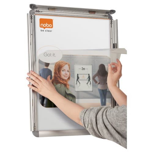 NOBO Vitrine porte-affiche clipsable, aluminium, anti-reflet en PVC, format A4 photo du produit Secondaire 2 L