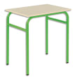 SODEMATUB Lot de 4 tables scolaire MONOPLACE, hêtre, plateau 70 x 50 cm, hauteur 64 cm, taille 4, vert photo du produit