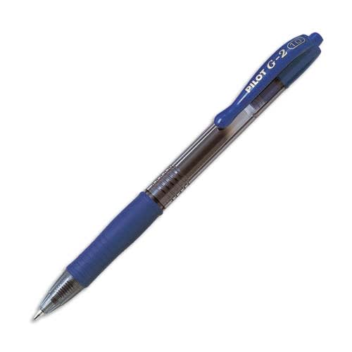 PILOT Stylo à bille pointe large rétractable encre gel Bleue corps plastique avec grip caoutchouc G2 photo du produit Principale L