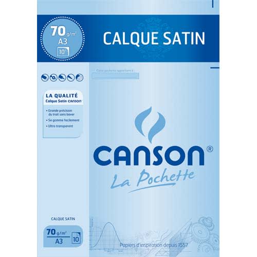 CANSON Pochette de 10 feuilles papier calque satin 70g A3 Ref-17151 ≡  CALIPAGE