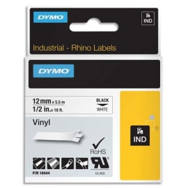 DYMO Ruban Rhino 12 mm vinyl Noir sur Blanc S0718600 photo du produit