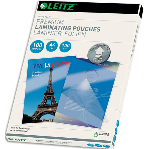 LEITZ Pack de 100 pochettes A4 100 microns UDT 74800000 photo du produit Principale L