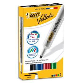 BIC Velleda 1791 Feutre pour Tableau Blanc Effaçable à Sec Pointe Large Biseautée - Couleurs Assorties x4 photo du produit