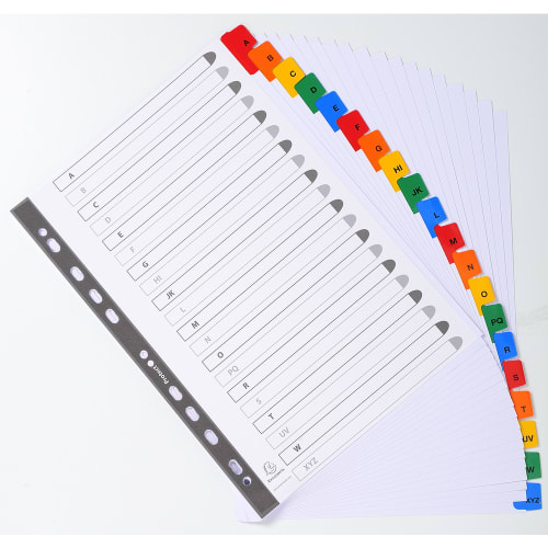 EXACOMPTA Jeu d'intercalaire alphabétique 20 positions en carte Blanche  170g, onglets Mylar®. Format A4.