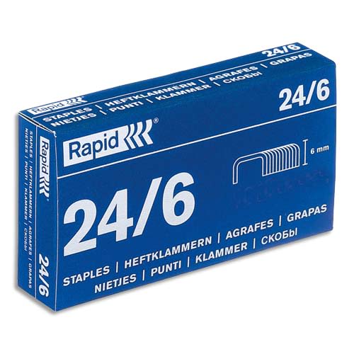 Agrafes Rapesco galvanisées 24/6 mm boite de 1000