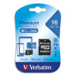 VERBATIM Carte MicroSDHC 16Go+adaptateur Class 10/U1 44082 photo du produit