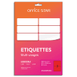 OFFICE STAR Boîte 100 étiquettes adhésives multiusage format A5 210x148mm. Planche A4. Coloris rouge photo du produit