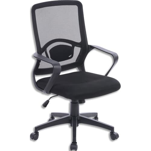 Fauteuil de bureau au design moderne avec assise noire et dossier en résille photo du produit Principale L
